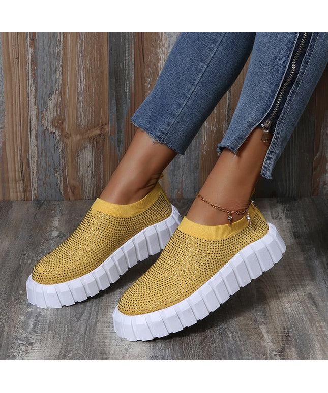 2022 Bling Bling Female Mesh Platform Vulcanized Shoes