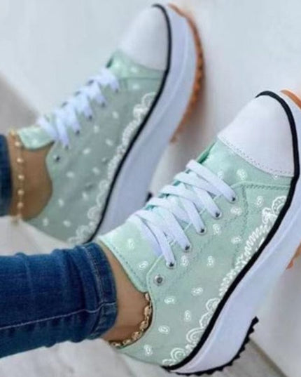 Fashion  Casual Sport Shoes Pattern Canvas Women Sneakers
