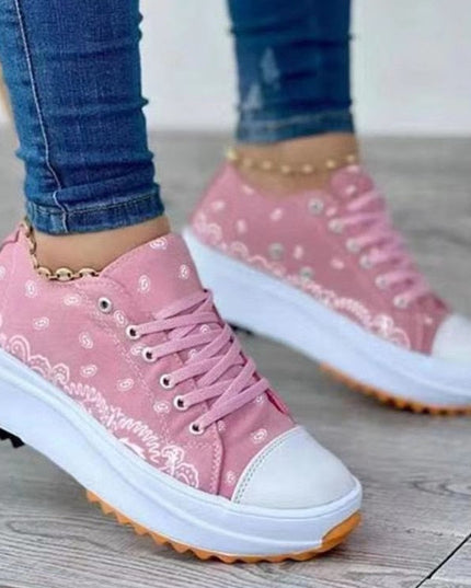 Fashion  Casual Sport Shoes Pattern Canvas Women Sneakers