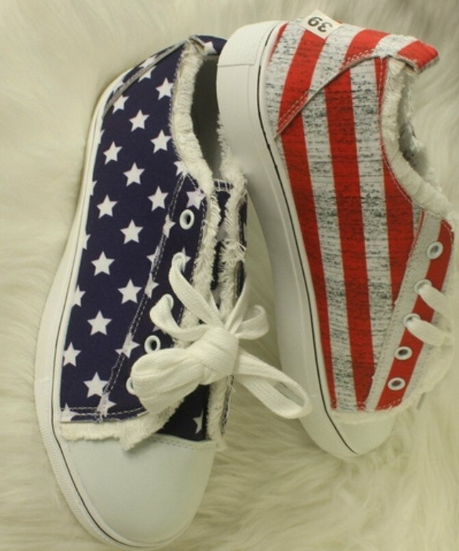 Blue Red Round Toe Casual Canvas Shoes Flat Sneakers Shoes