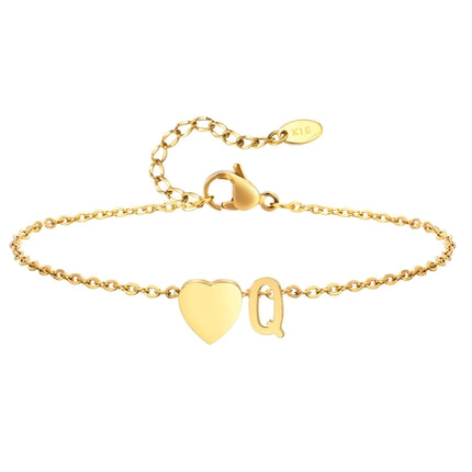 Women Heart Initial Stainless Steel Personalized Anklet Bracelets