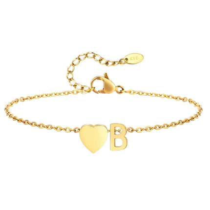 Women Heart Initial Stainless Steel Personalized Anklet Bracelets