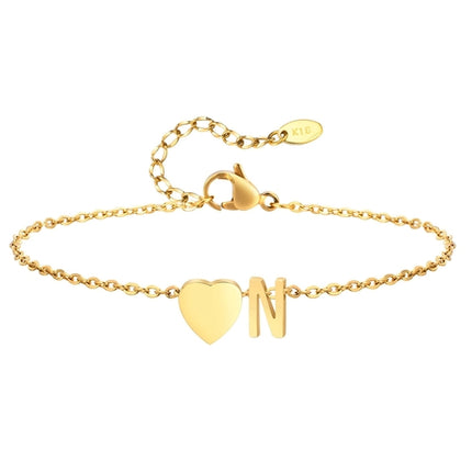 Women Heart Initial Stainless Steel Personalized Anklet Bracelets
