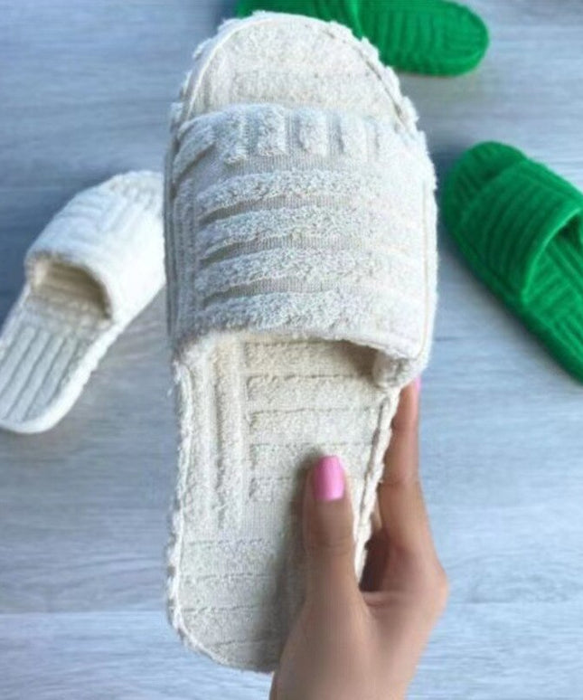 Thick Bottom Embossed Cotton Fur Women Slippers