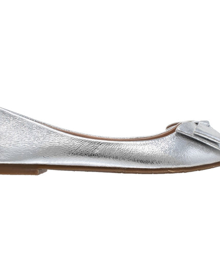 Metallic Bow Pointed Toe Ballet Flat