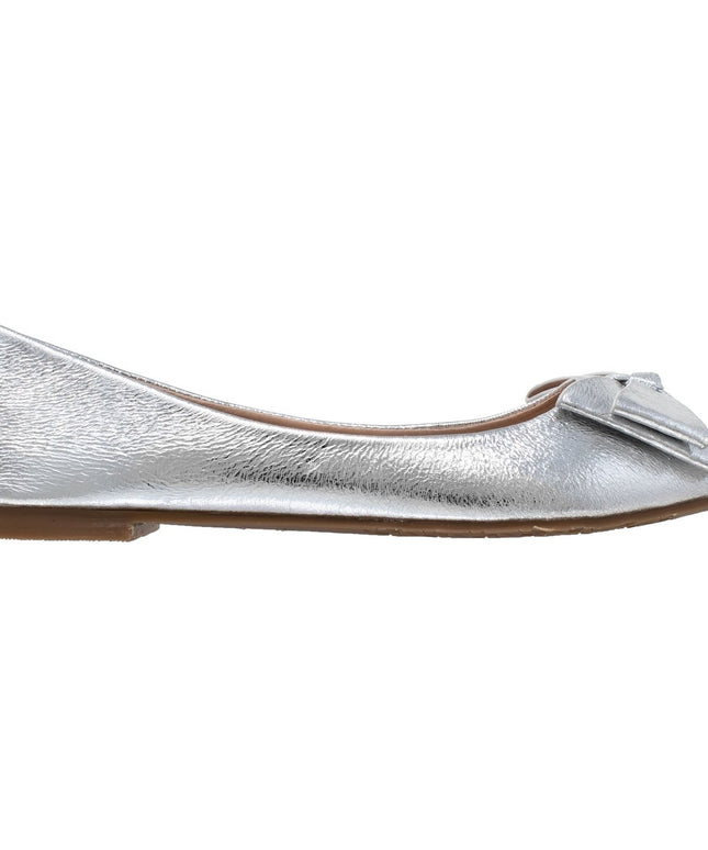 Metallic Bow Pointed Toe Ballet Flat