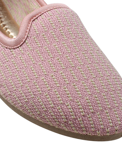 SOBEYO Women's Ballet Flats Sweater Soft Rubber Sole Shoes Pink Suede