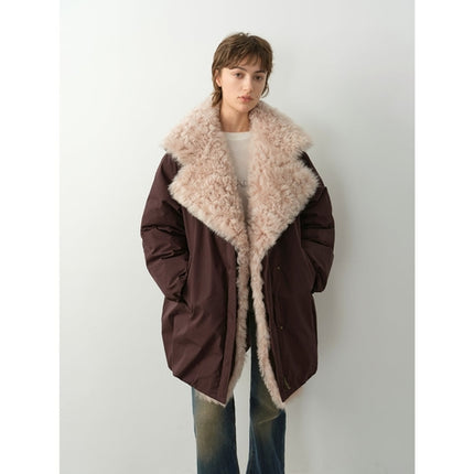 "Modern Introduction" detachable toka fur collar fur coat silhouette