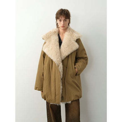 "Modern Introduction" detachable toka fur collar fur coat silhouette