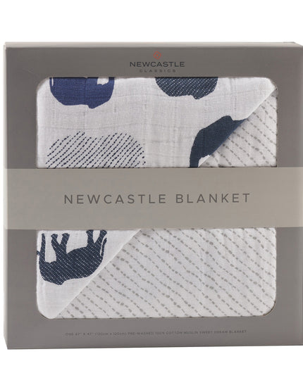 Blue Elephants and Spotted Wave Newcastle Blanket