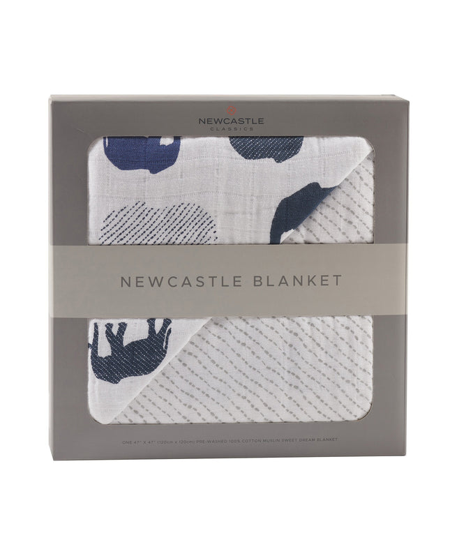 Blue Elephants and Spotted Wave Newcastle Blanket