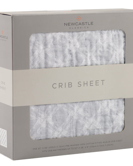 Glacier Grey Plaid Cotton Muslin Crib Sheet