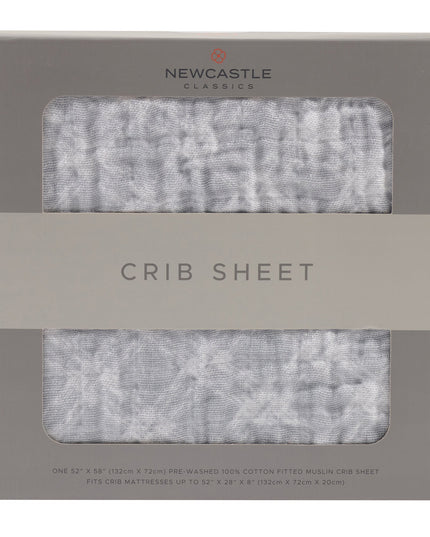 Glacier Grey Plaid Cotton Muslin Crib Sheet