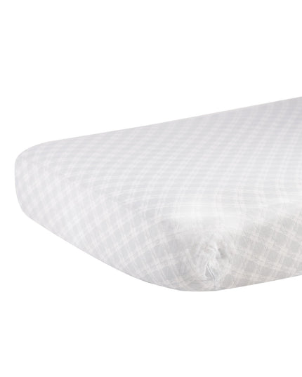 Glacier Grey Plaid Cotton Muslin Crib Sheet