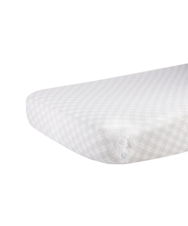 Glacier Grey Plaid Cotton Muslin Crib Sheet