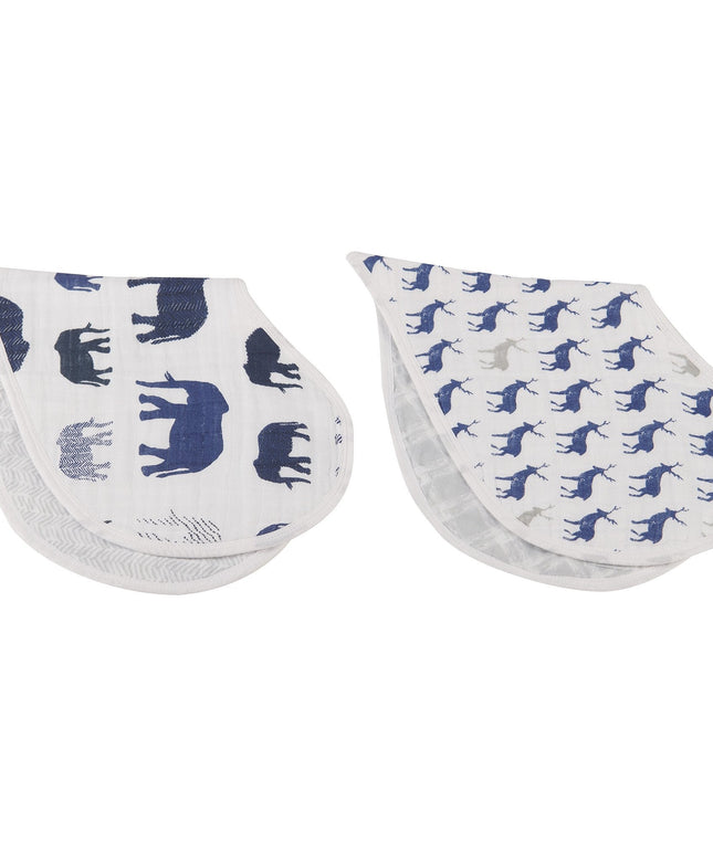 In The Wild Elephant Cotton Burp Cloth Bib 2PK