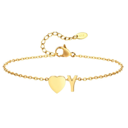 Women Heart Initial Stainless Steel Personalized Anklet Bracelets