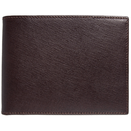 8 Credit Card Saffiano Billfold Brown