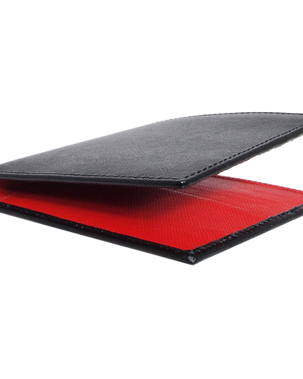 8 Credit Cards Bi-Color Saffiano Billfold Black-Red