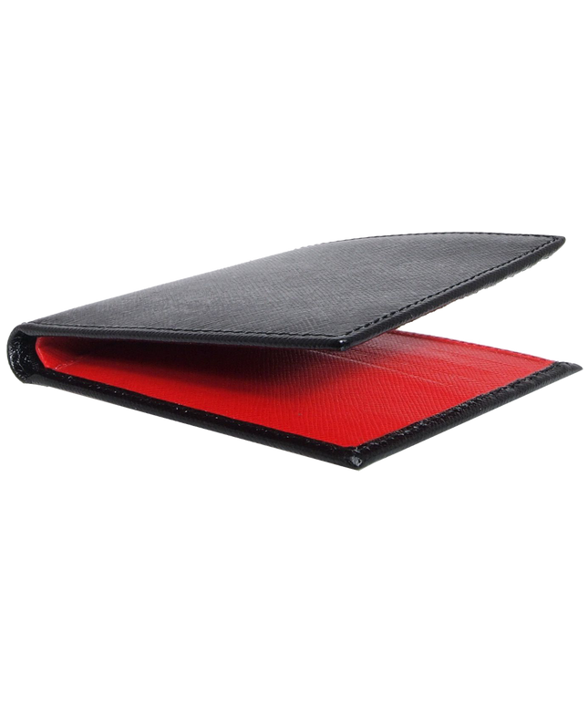 8 Credit Cards Bi-Color Saffiano Billfold Black-Red