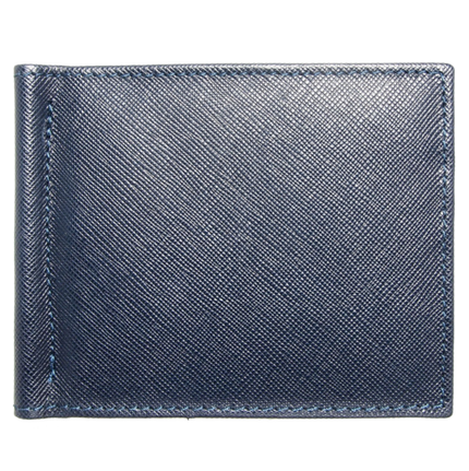Navy Saffiano Money Clip 6 Card Slots