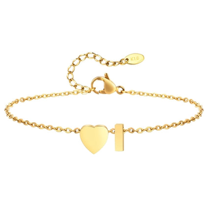 Women Heart Initial Stainless Steel Personalized Anklet Bracelets