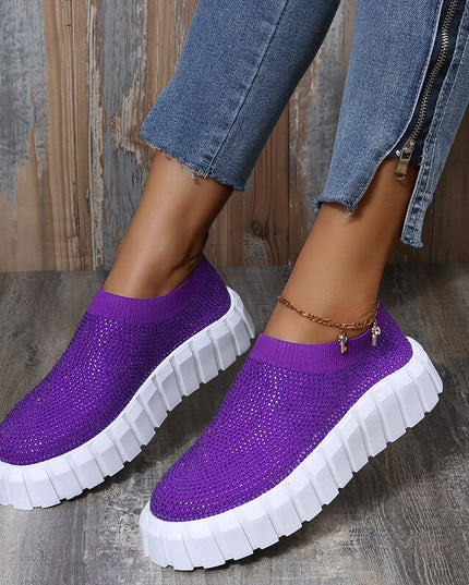 2022 Bling Bling Female Mesh Platform Vulcanized Shoes