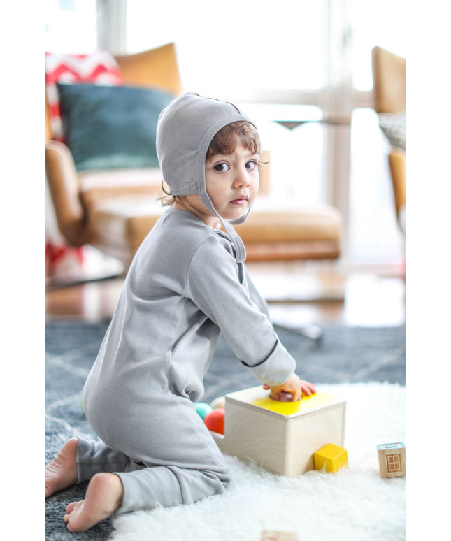 Smart Footed One-Piece + Bib - Gray