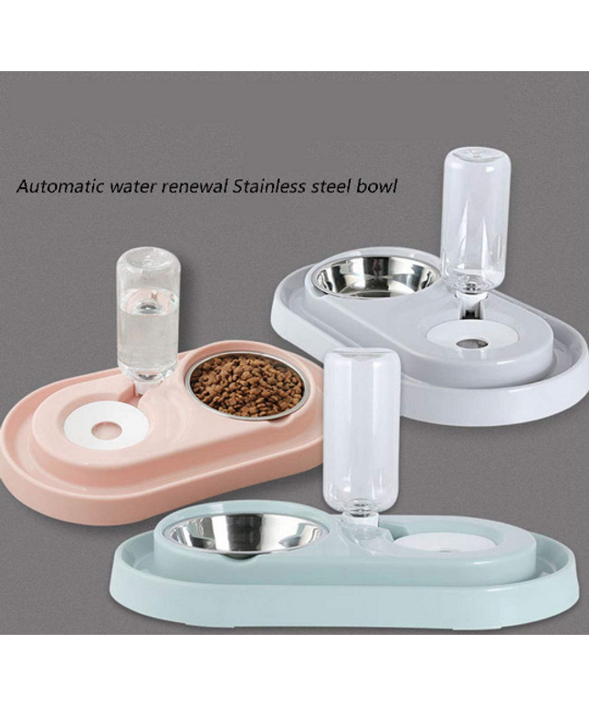 Stainless Steel Pet Bowls with Automatic Water Bottle