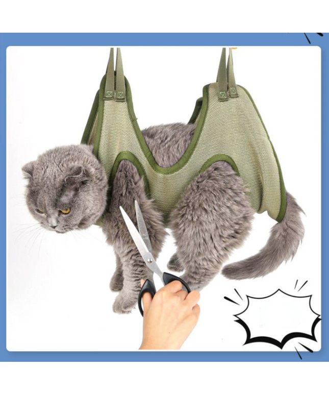 Cat Grooming Restraint Bag with Hammock