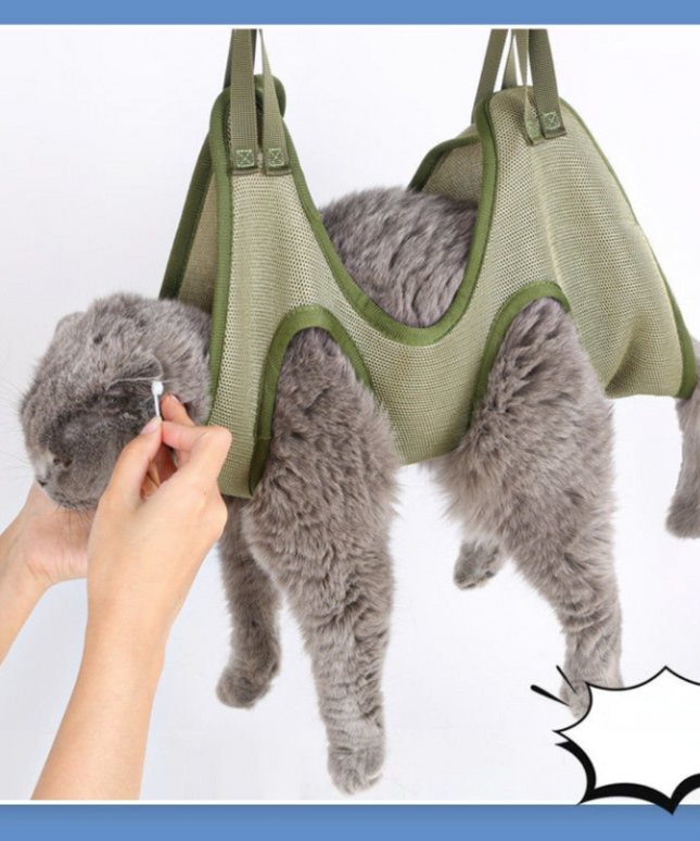 Cat Grooming Restraint Bag with Hammock
