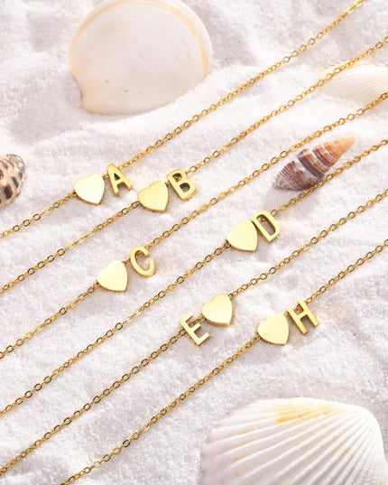 Women Heart Initial Stainless Steel Personalized Anklet Bracelets