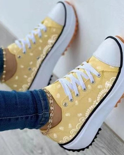 Fashion  Casual Sport Shoes Pattern Canvas Women Sneakers