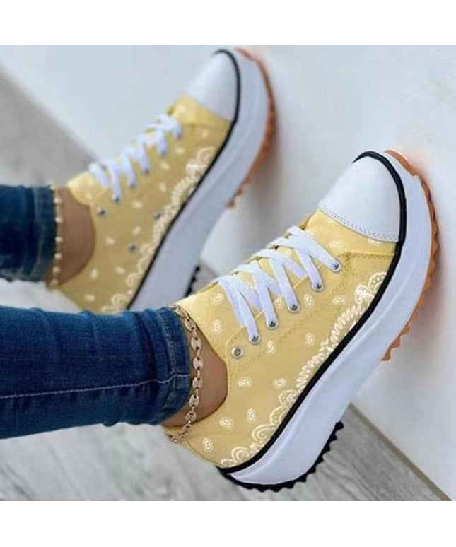 Fashion  Casual Sport Shoes Pattern Canvas Women Sneakers