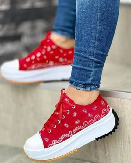 Fashion  Casual Sport Shoes Pattern Canvas Women Sneakers