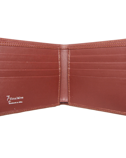 8 Credit Card Small Buffed Leather Billfold Brown