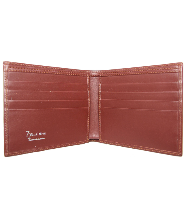 8 Credit Card Small Buffed Leather Billfold Brown