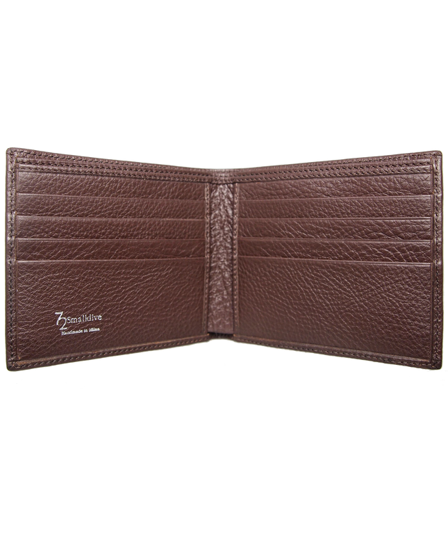 8 Credit Card Pebbled Leather Billfold Brown