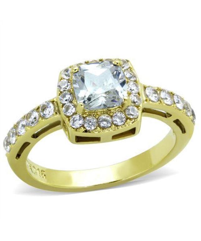 Women Stainless Steel Cubic Zirconia Rings TK1899