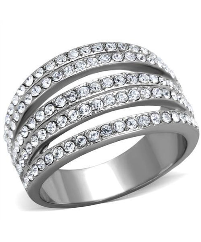 Women Stainless Steel Synthetic Crystal Rings