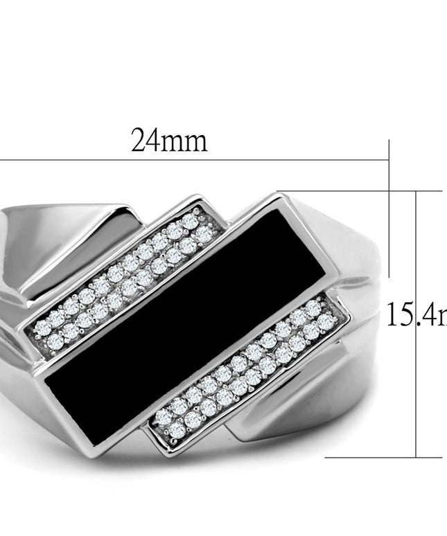 TS218 - Rhodium 925 Sterling Silver Ring with AAA Grade CZ  in Clear