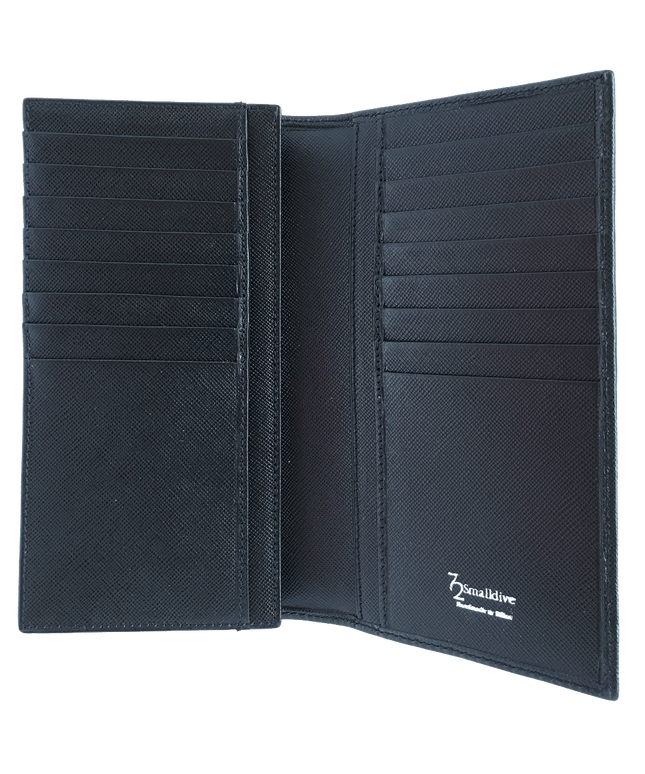 16 Credit Cards Saffiano Long Envelope Wallet Black