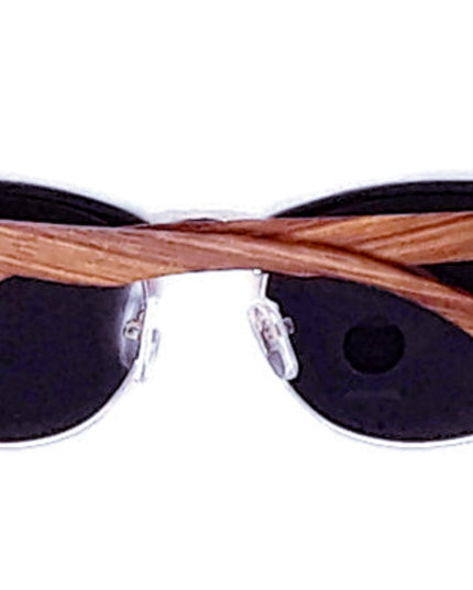 Real Walnut Wood Club Style Sunglasses, Polarized Lenses