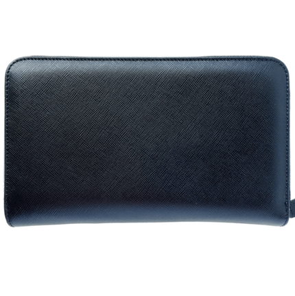 16 Credit Card Saffiano Organizer Zipped Wallet Black