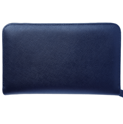 16 Credit Card Saffiano Organizer Zipped Wallet Blue