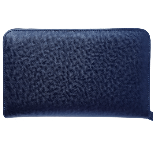 16 Credit Card Saffiano Organizer Zipped Wallet Blue