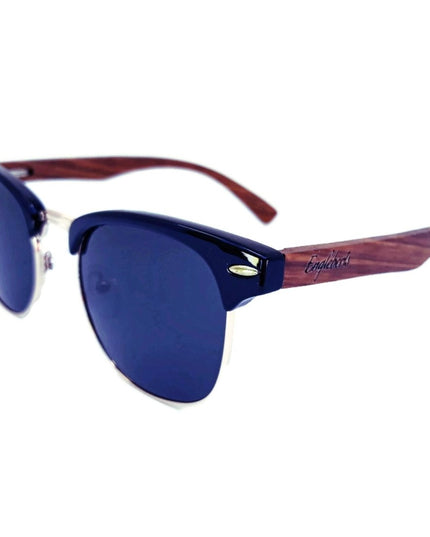 Real Walnut Wood Club Style Sunglasses With Bamboo Case, Polarized