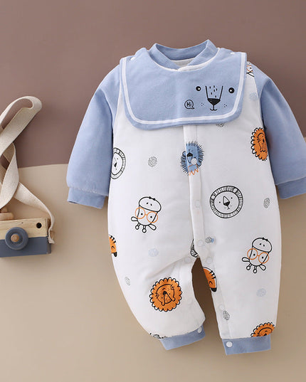 SnuggleZoo™ – Thick Winter Baby Onesie with Animal Print