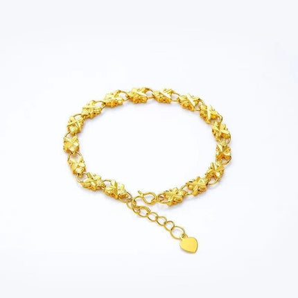 Love Heart Brass Gold Plated Lucky Clover Gift