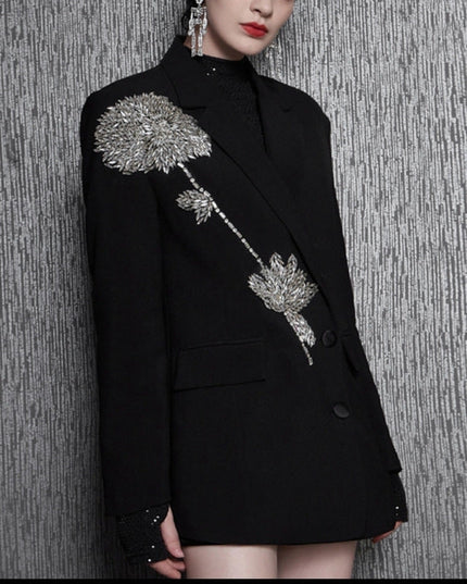 Women's Hand-stitched Floral Suit Jacket
